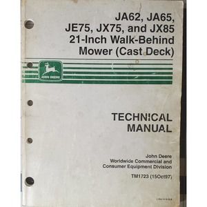 John Deere 21 Inch Walk Behind Mowers Cast Deck Tech Manual 1723